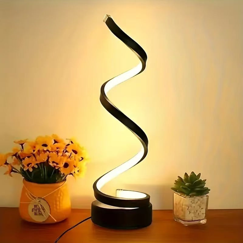 Modern USB Spiral LED Desk Lamp - Adjustable Flexible Lighting for Home Office & Study