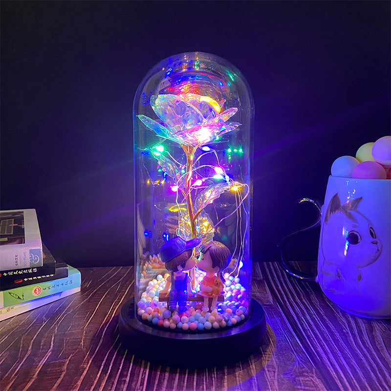 Gold-foil Roses Glass Cover Led Luminous
