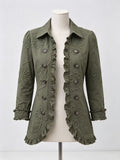 Ruffled Jacket Solid Color Pleated Lapel Blazer Women's Fashion Casual Printed Suit Jacket Office Wear Clothing