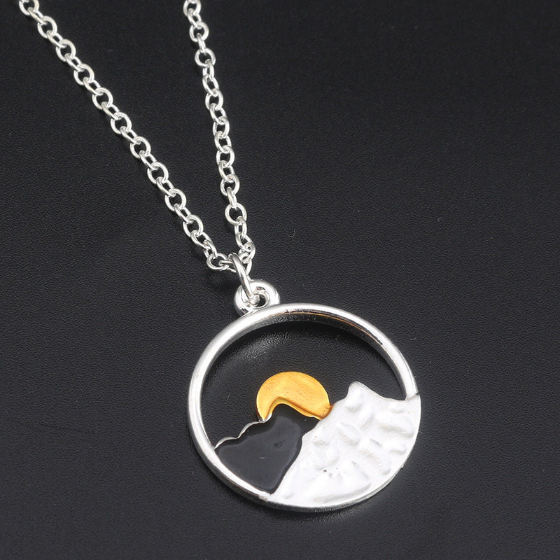 Valentine's Day Gift Sunrise Sunset Mountains Necklace Pendant
