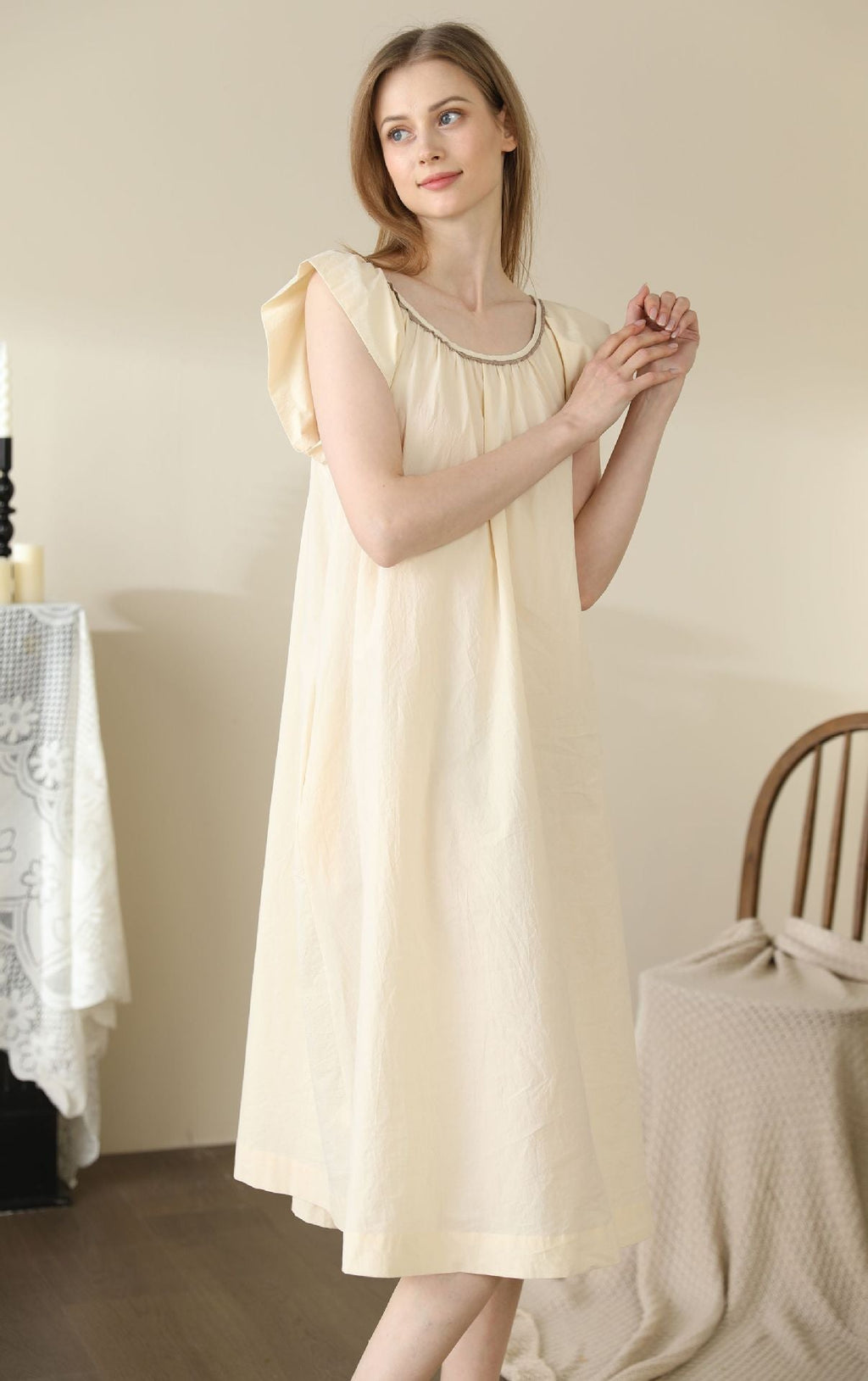 Backless Nightdress For Women Spring And Summer New Ruffled Candy Color Dress