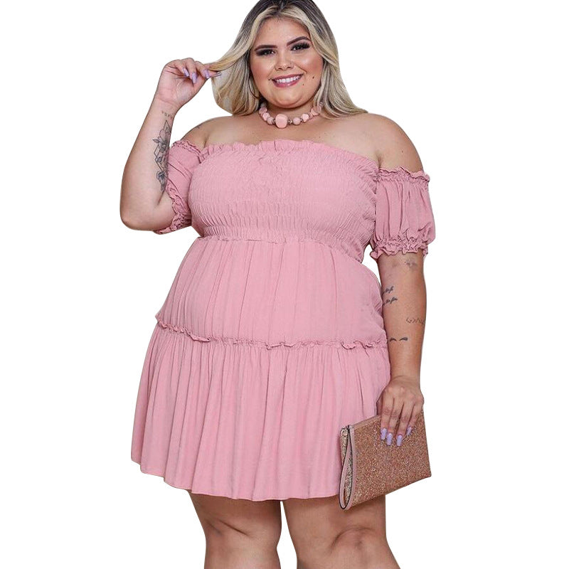 Women's Slimming Defined-Waist Asymmetrical Plus-Size Dress