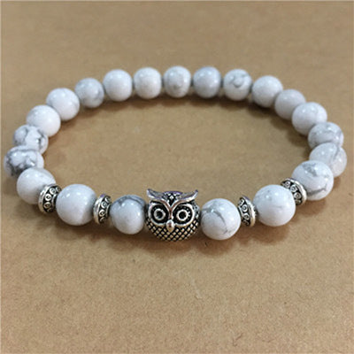 Owl Tiger's Eye Volcanic Stone Energy Bracelet