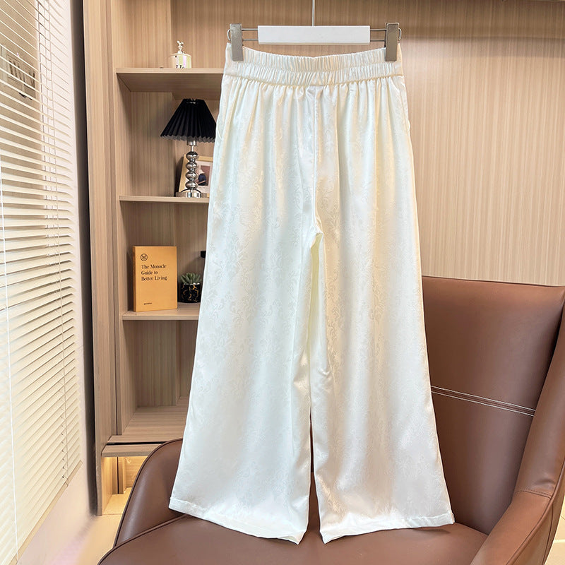 Women's Loose All-match Retro Elastic Band High Waist Wide Leg Pants