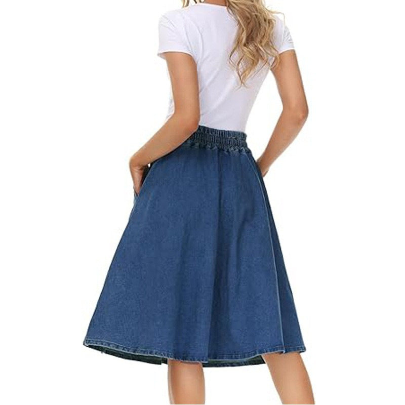 Waist Belt Slip-in Casual Denim Skirt