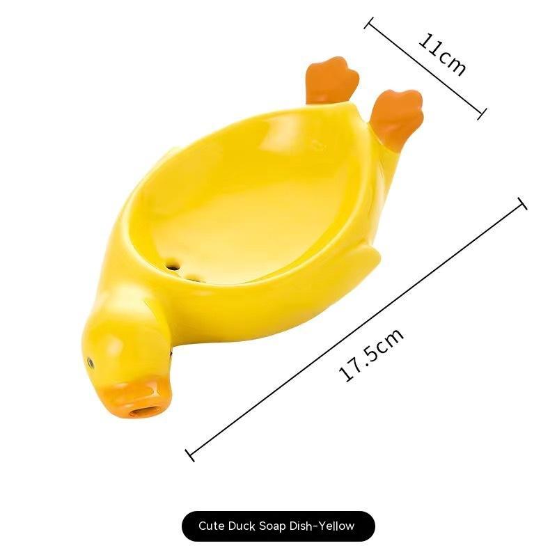 Small Yellow Duck Creative Ceramic Drain Soap Box