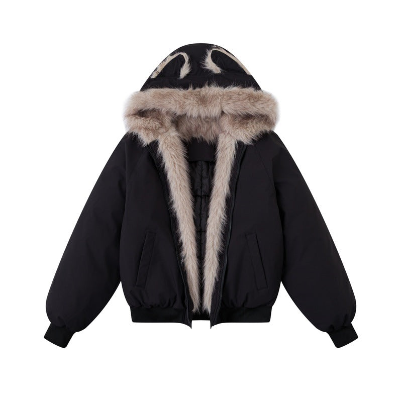 Short Stitching Casual Fashion Trends Loose Cotton Coat