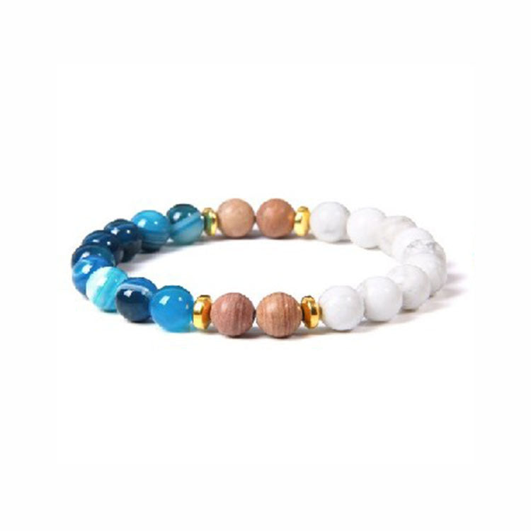 Women's Natural Stone White Pine Gold-Leaf Bracelet