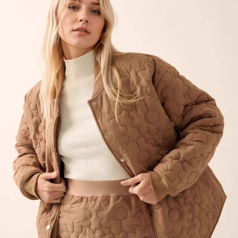Fashion Flower Silk Line Cotton Jacket Temperament Wild Coat