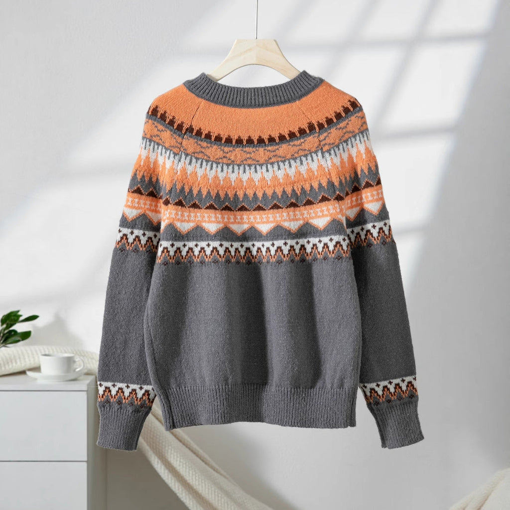Contrast Color Single-breasted Long Sleeve Knitted Cardigan