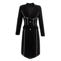 Women's Mid-length Black Trench Coat Over The Knee