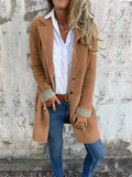 Polo Collar Pocket Cardigan Single-breasted Mid-length Plush Coat