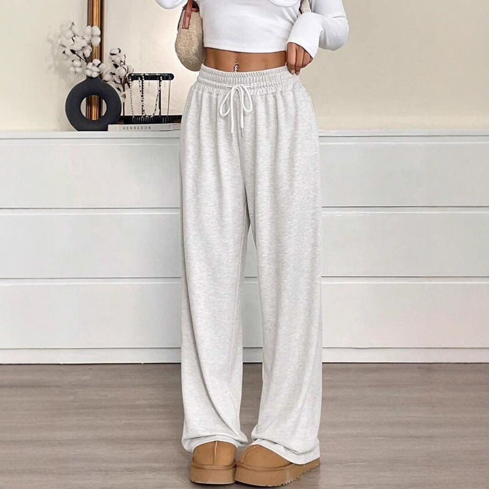 Solid Color Women's Clothes Casual Pants Loose Commuter Trousers