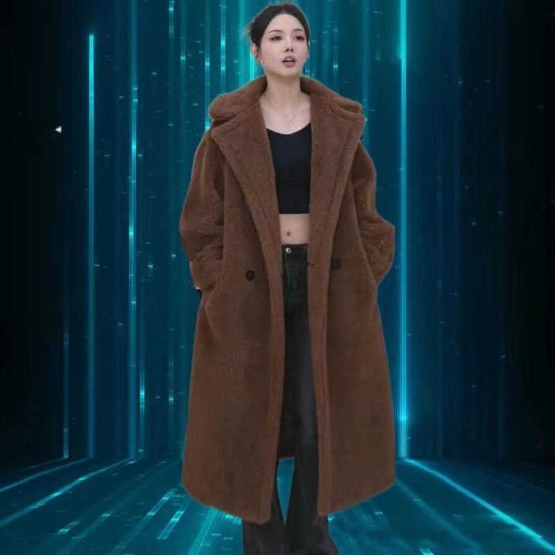 Caterpillar-style Long Coat Women's Faux Fur Jacket