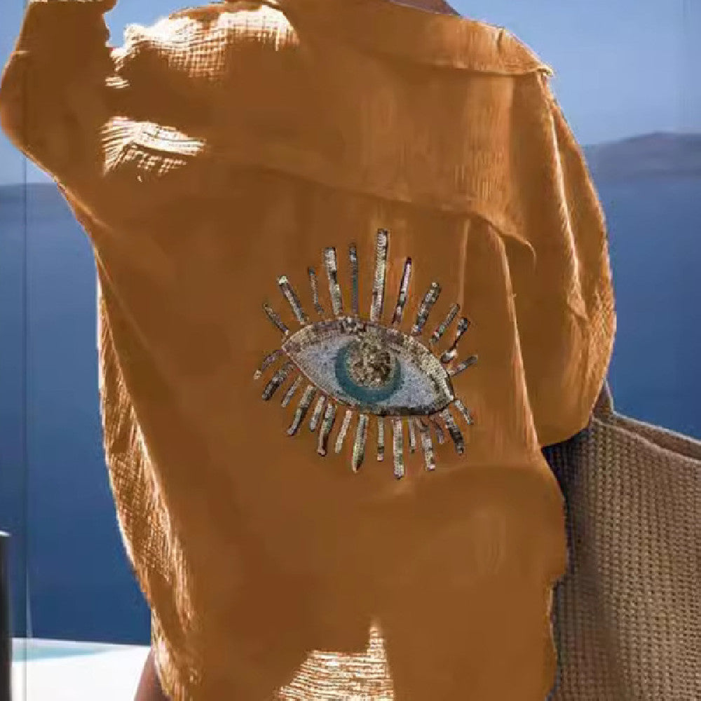 Women's Outdoor Beach Shirt Casual Sequin Beaded Shirt