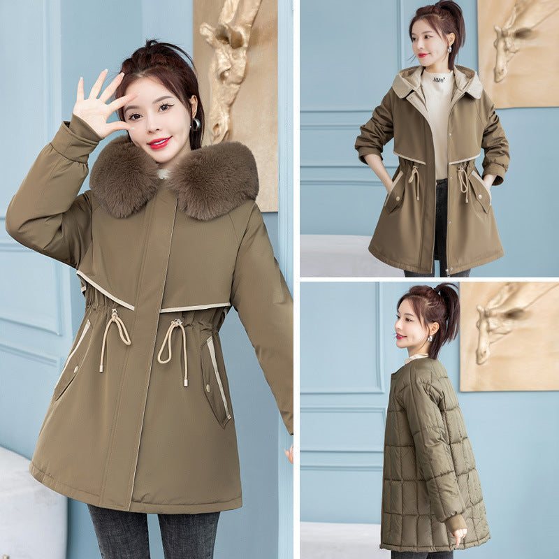Removable Liner Mid-length Big Fur Collar Coat