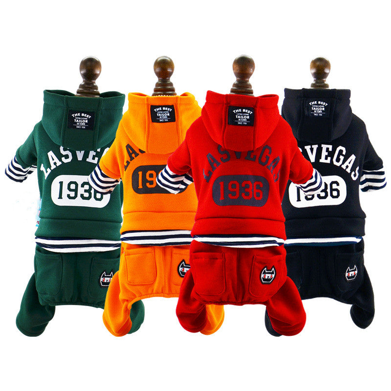 Dog Winter Thick Striped Fake Two-piece Suit