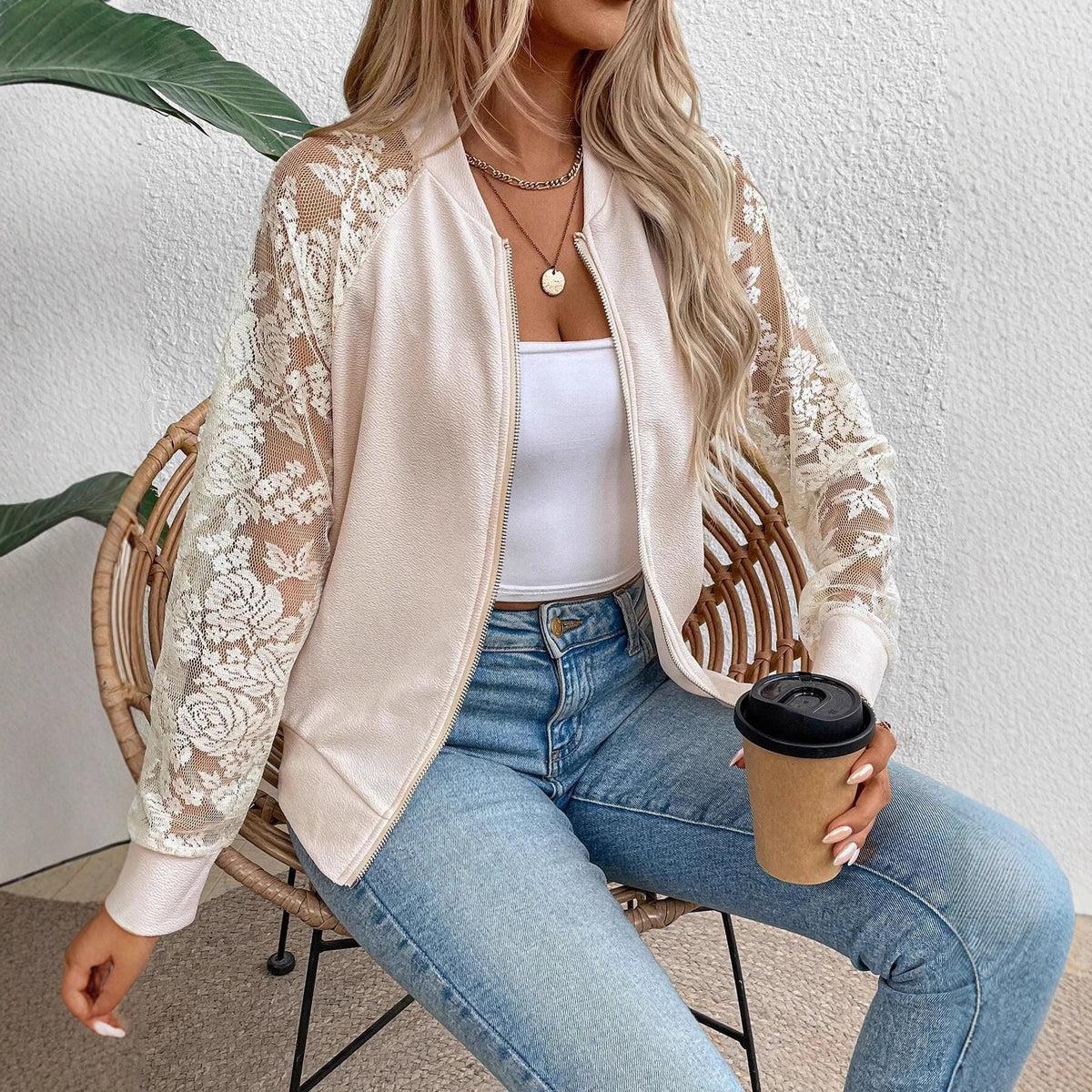 Long Sleeve Baseball Collar Jacket Top