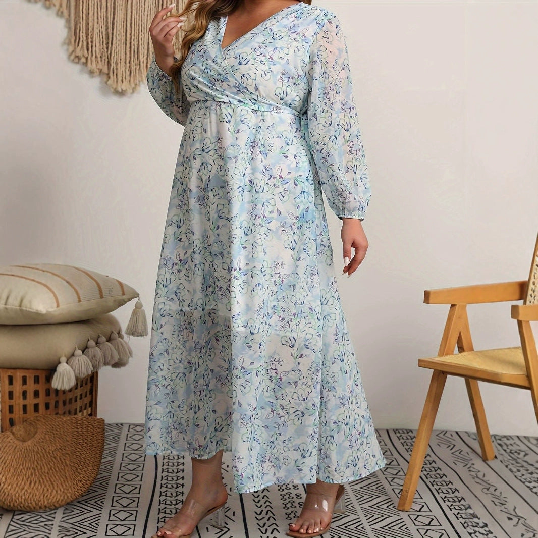 Wrap Long Floral Dress Women's Colorful