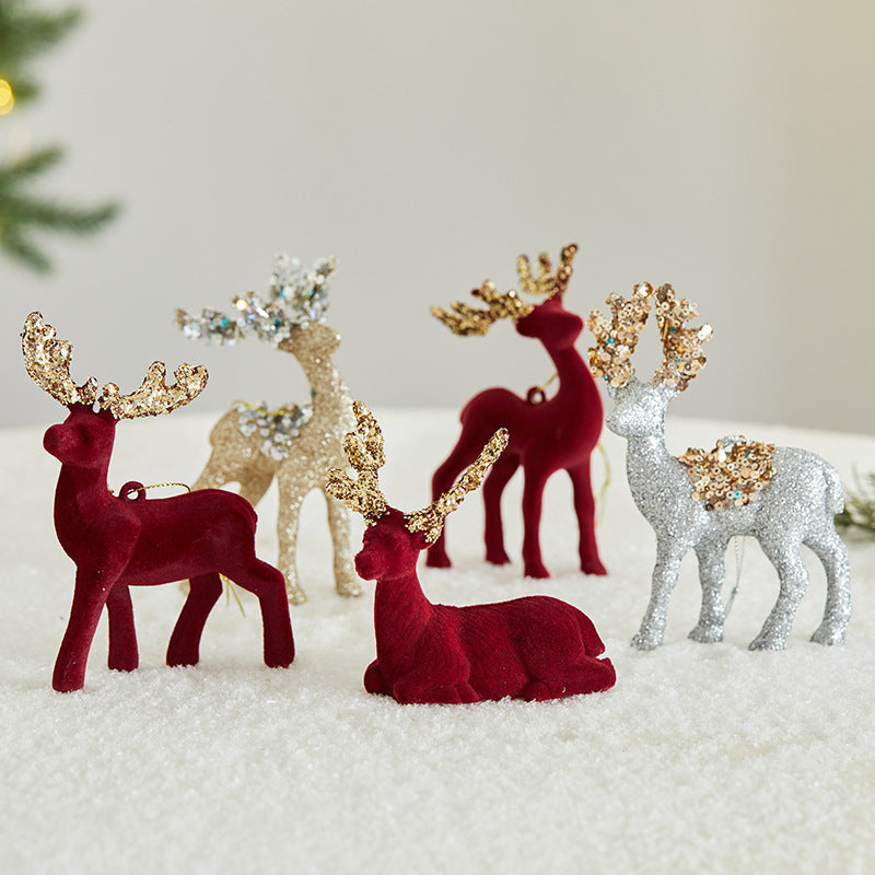 Christmas Sequined Flocking Elk Decoration