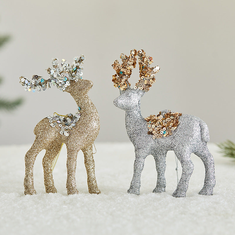 Christmas Sequined Flocking Elk Decoration