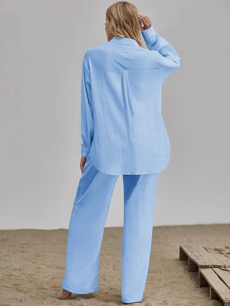 Women's Loose Shirt And Pants Set