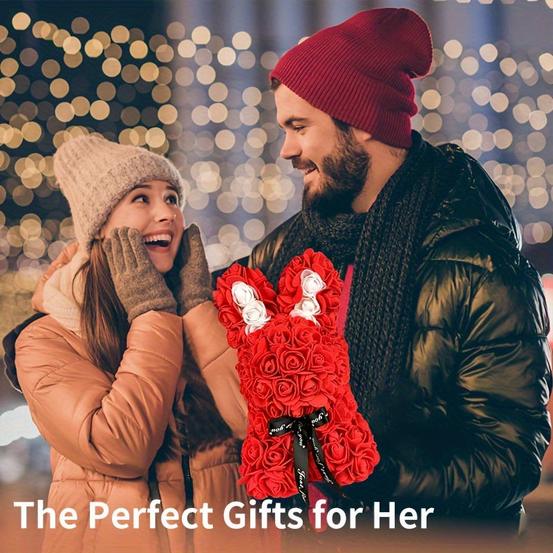 Eternal Flower Confession Rabbit – Artificial Rose Bouquet Gift Box