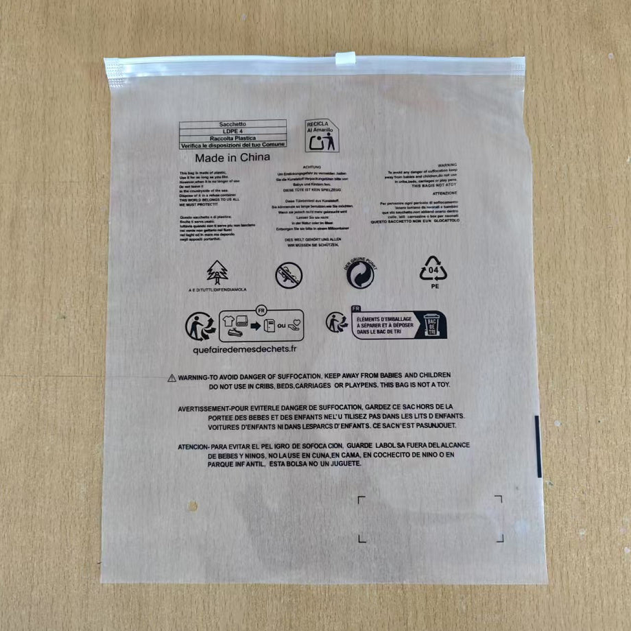 Universal Transparent Zippered Garment Packaging Bag