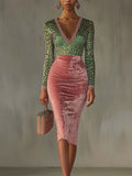 Shiny, Stretchy Velvet Bodycon High-waist Mermaid Skirt