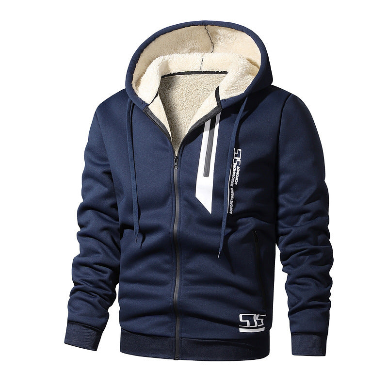 Cashmere Hoodie Men's Fleece-lined Thickened Hooded Jacket