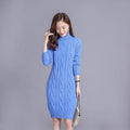 Autumn Winter Base-Layer Outerwear All-Match Turtleneck Women's Midi Knit Sweater