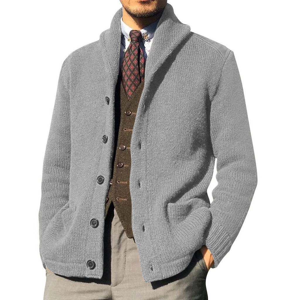 New Sweater Men's Euro American Solid Long Sleeve Knitted Cardigan