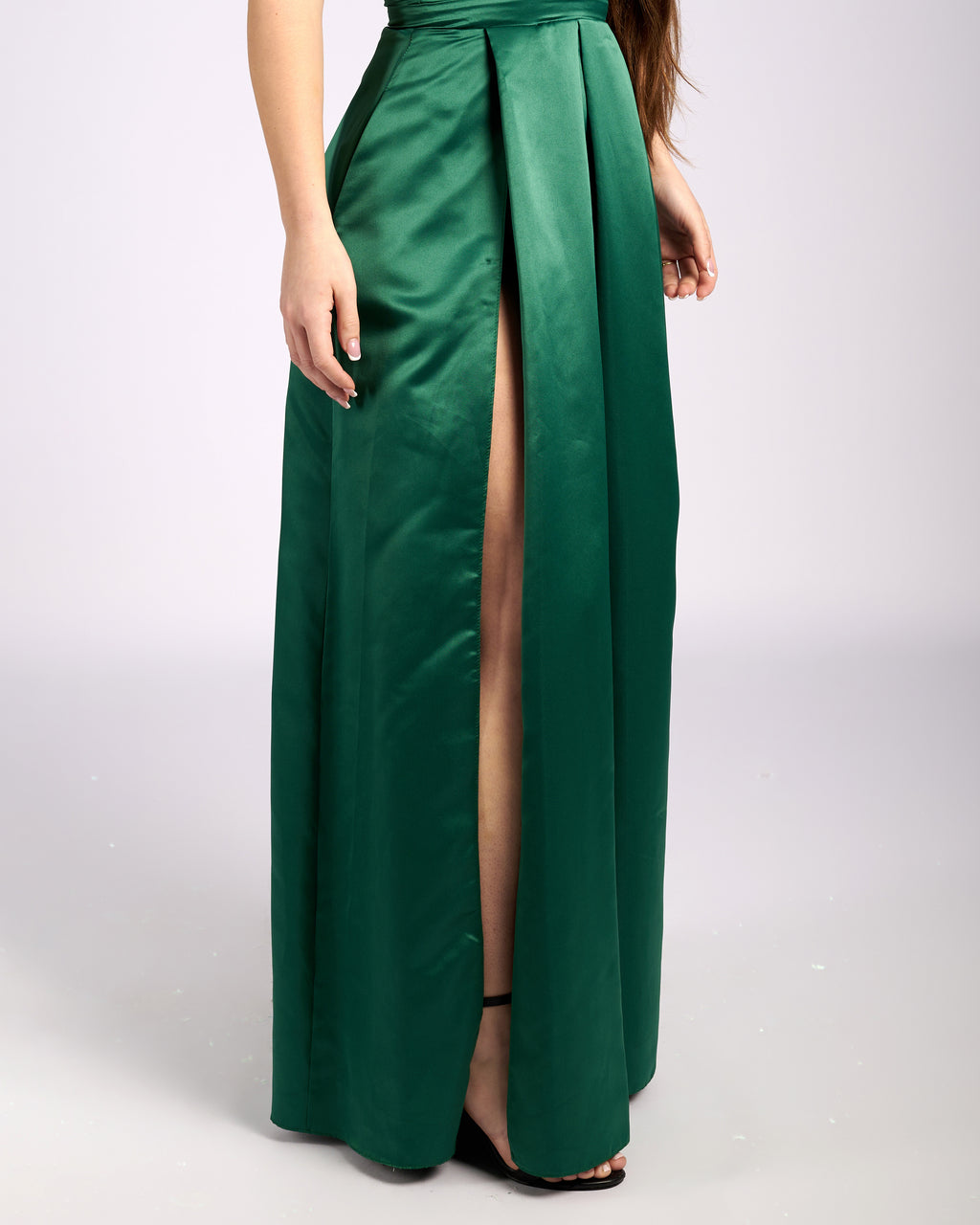 Ofelia Emerald Satin High Slit Dress " φορέματα βραδινά " foremata gia gamo