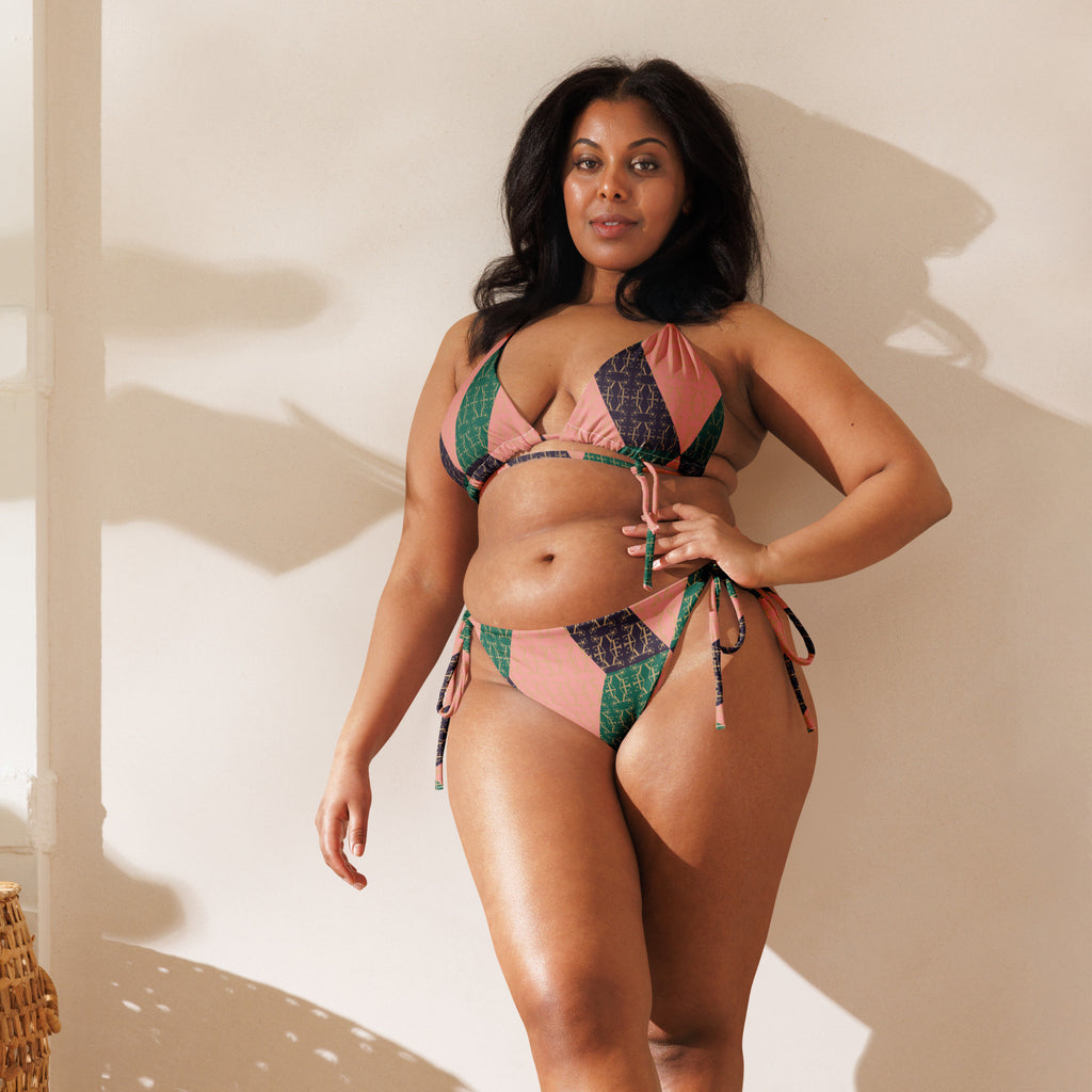 Evezeti abstract pattern recycled string bikini set