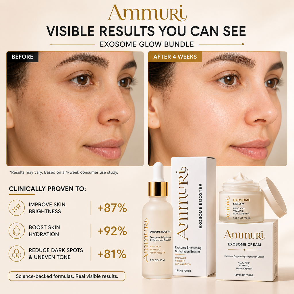 Complete Exosome Brightening Routine | Serum & Cream Duo for Dark Spots & Even-Looking Tone | Ammuri Beauty