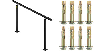 VEVOR Handrail for Outdoor Steps Aluminum Stair Handrail Fit 0-5 Steps w/ Installation Kit Building & Hardware Home Improvement