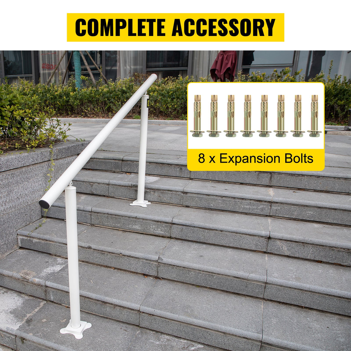 VEVOR Handrail for Outdoor Steps Aluminum Stair Handrail Fit 0-5 Steps w/ Installation Kit Building & Hardware Home Improvement