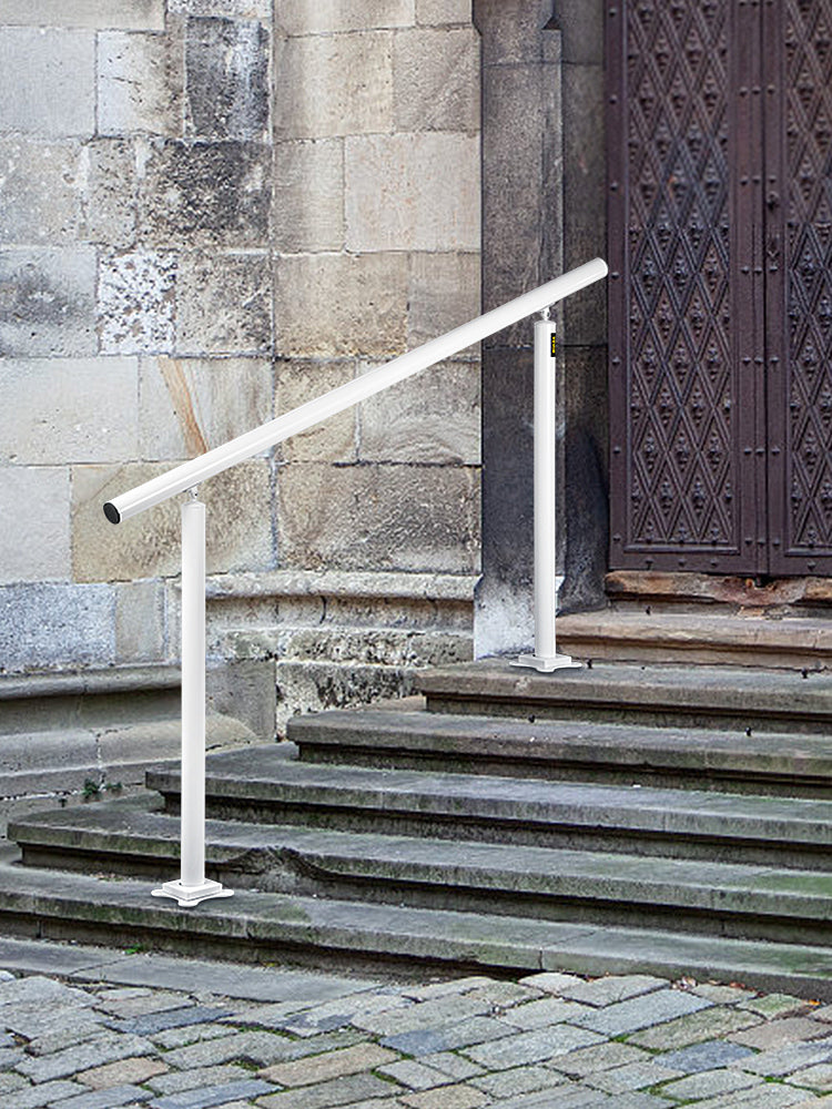 VEVOR Handrail for Outdoor Steps Aluminum Stair Handrail Fit 0-5 Steps w/ Installation Kit Building & Hardware Home Improvement